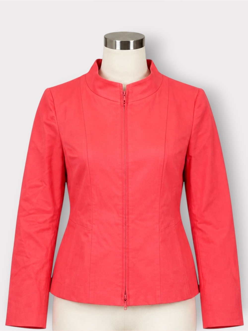 Lafayette 148 New York Watermelon Zip Front Jacket Cotton Blend Size 12